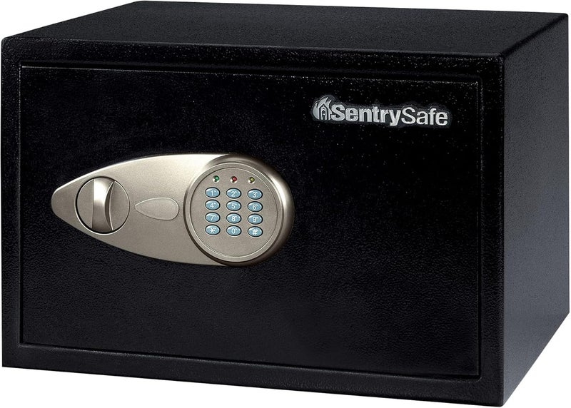 SentrySafe Safe with Digital Keypad Lock, Steel Safe with Interior Lining and Bolt Down Kit for Money, Jewelry, Electronics, 0.58 Cubic Feet, 8.7 x 13.8 x 9.7 Inches, X055 - Image 1